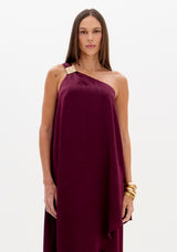Vestido Mini de Cetim com um Ombro Assimétrico Lança Perfume
