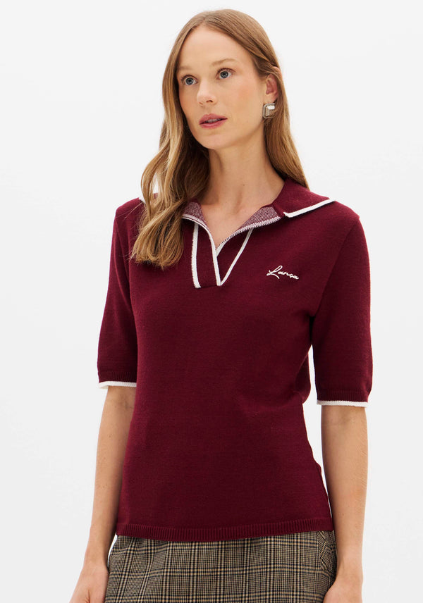 Lança Perfume Ribbed Knit Polo Top Lança Perfume