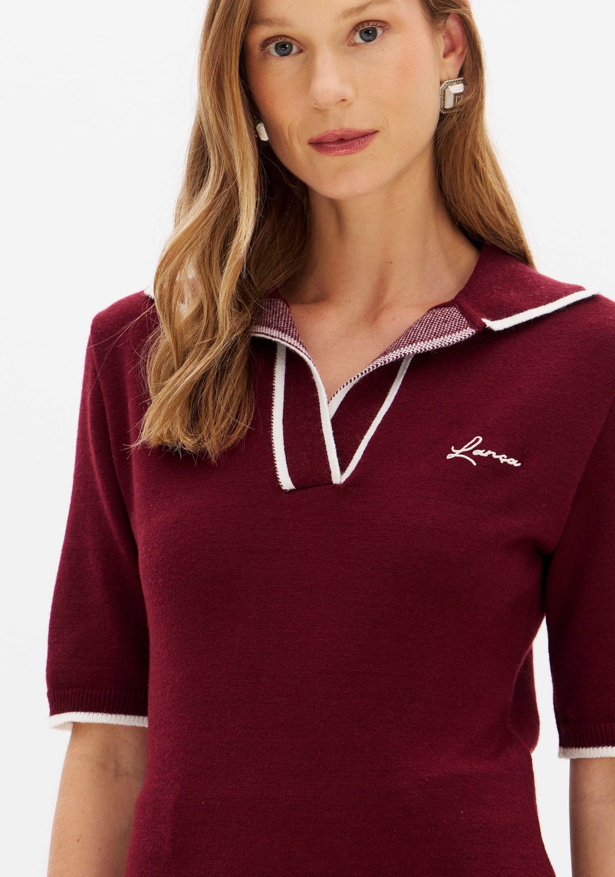 Lança Perfume Ribbed Knit Polo Top Lança Perfume