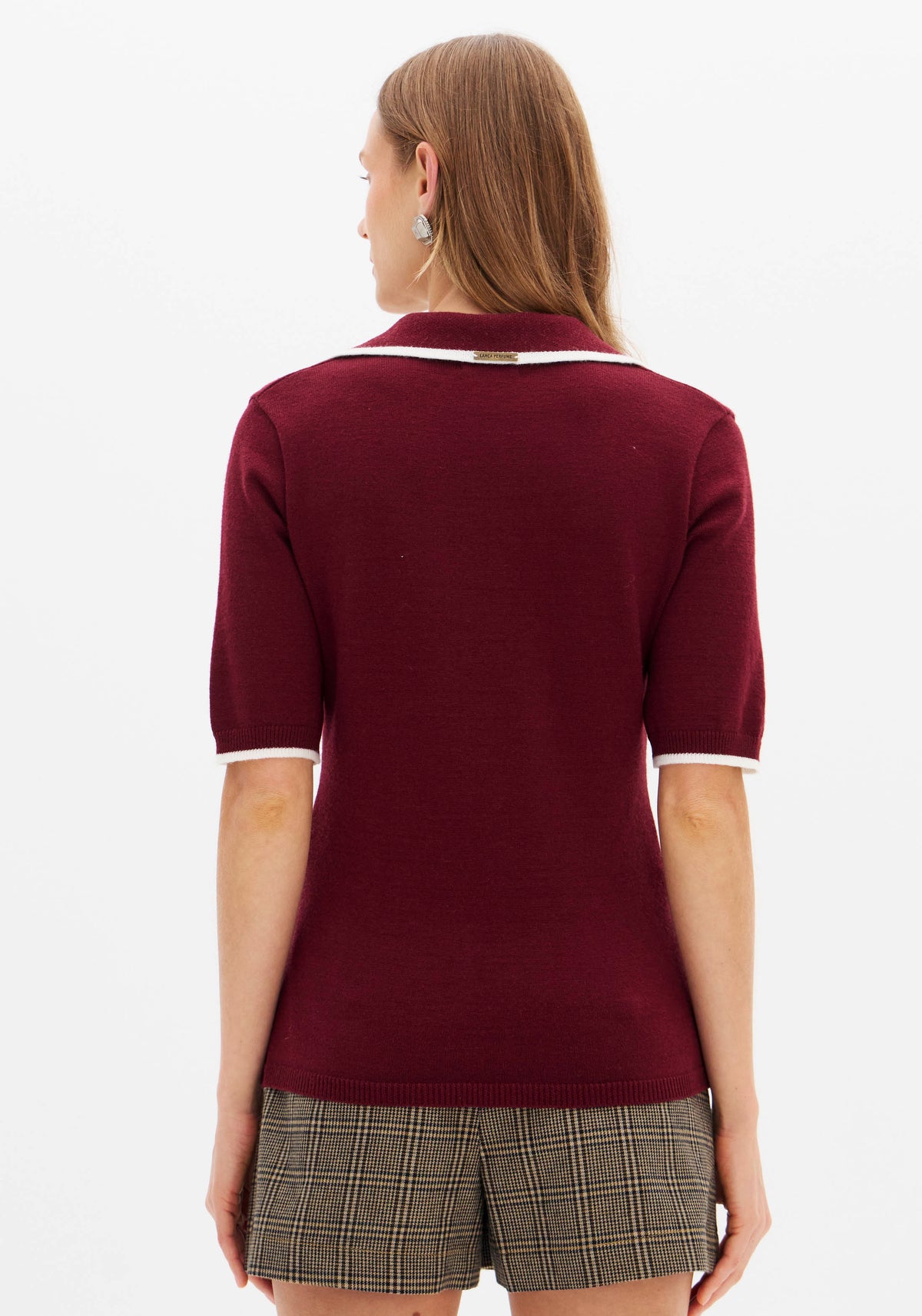 Lança Perfume Ribbed Knit Polo Top Lança Perfume