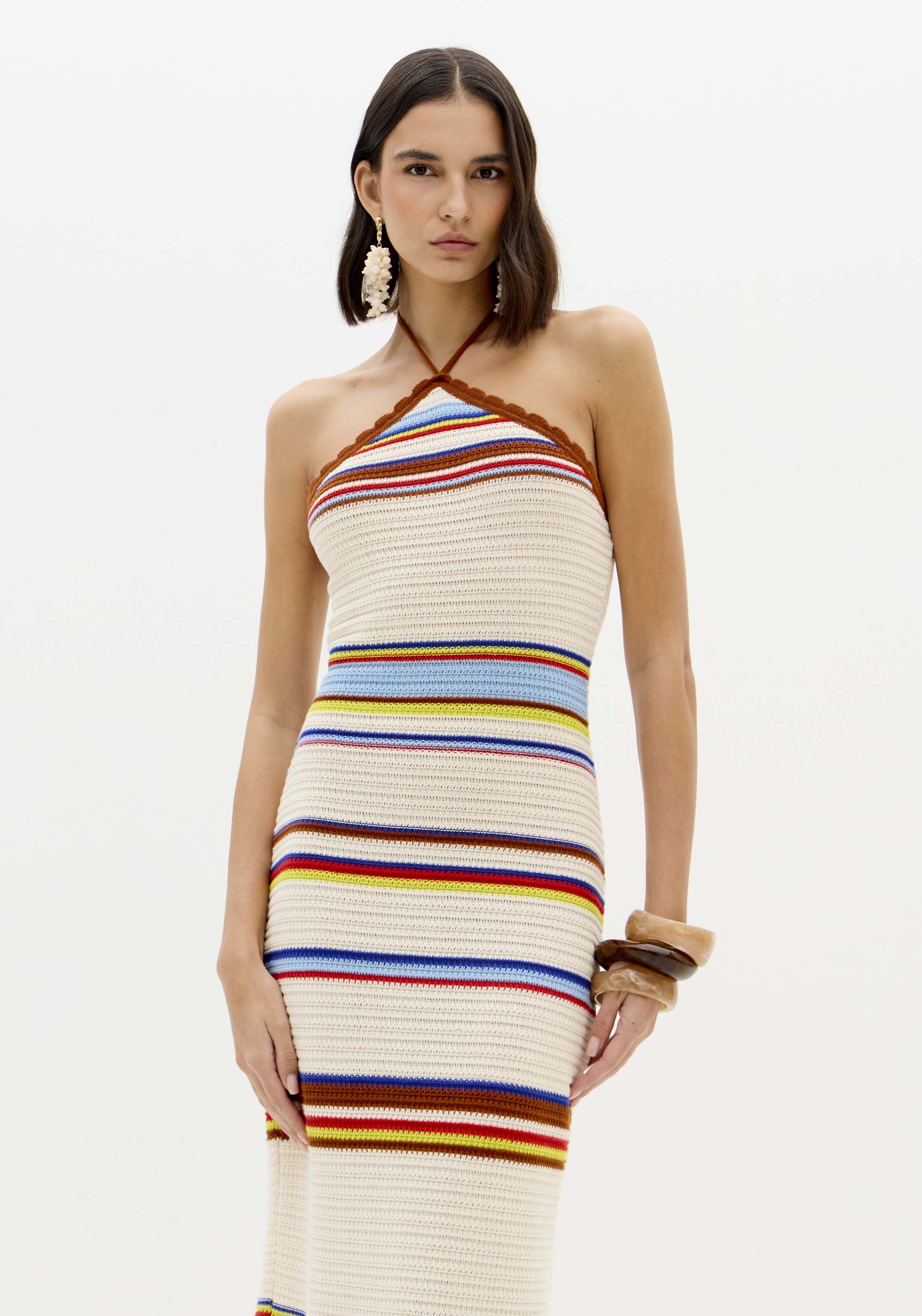 Halter Neck Multi-Stripe Knit Dress Lança Perfume