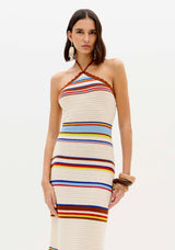 Halter Neck Multi-Stripe Knit Dress Lança Perfume