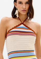 Halter Neck Multi-Stripe Knit Dress Lança Perfume