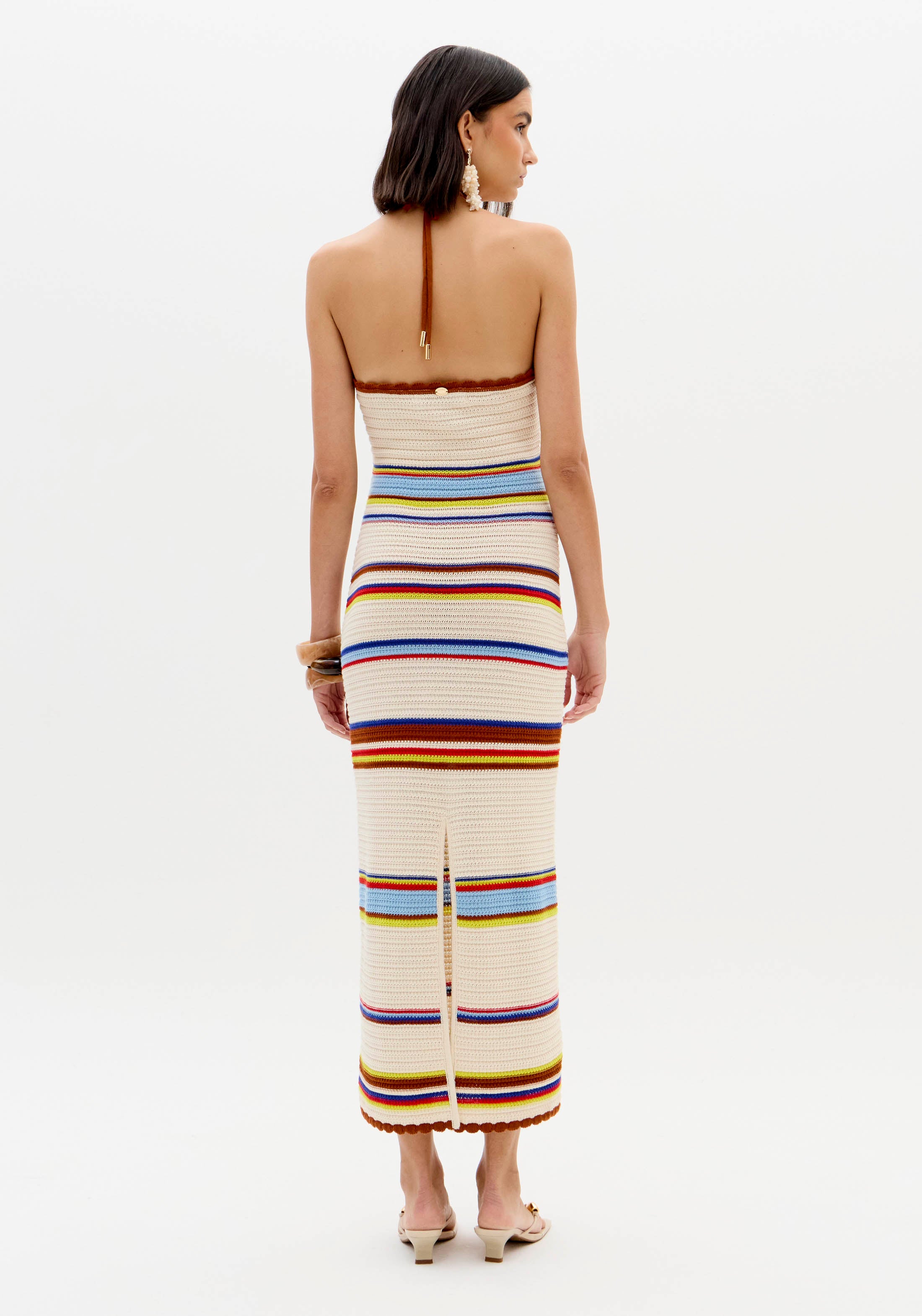 Halter Neck Multi-Stripe Knit Dress Lança Perfume