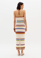 Halter Neck Multi-Stripe Knit Dress Lança Perfume
