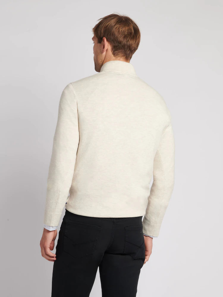 Cream Cotton Funnel Neck 1/4 Zip Knit U.S. Polo Assn.