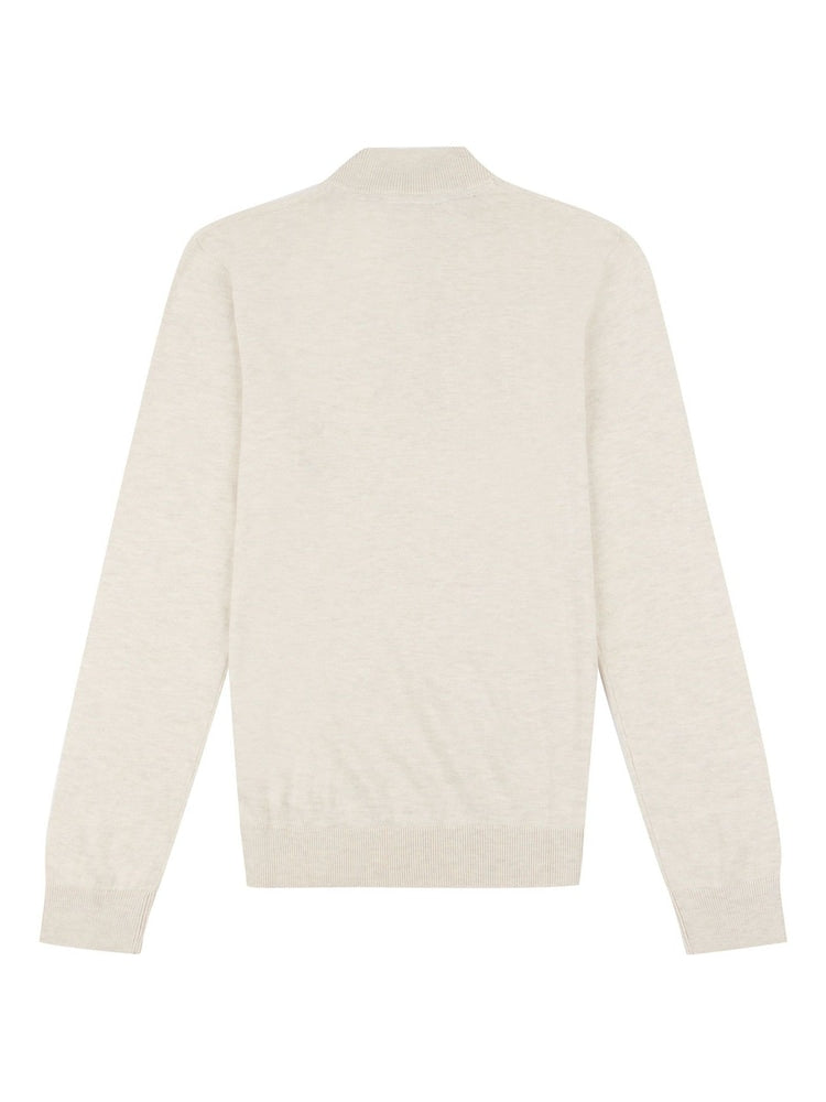 Cream Cotton Funnel Neck 1/4 Zip Knit U.S. Polo Assn.