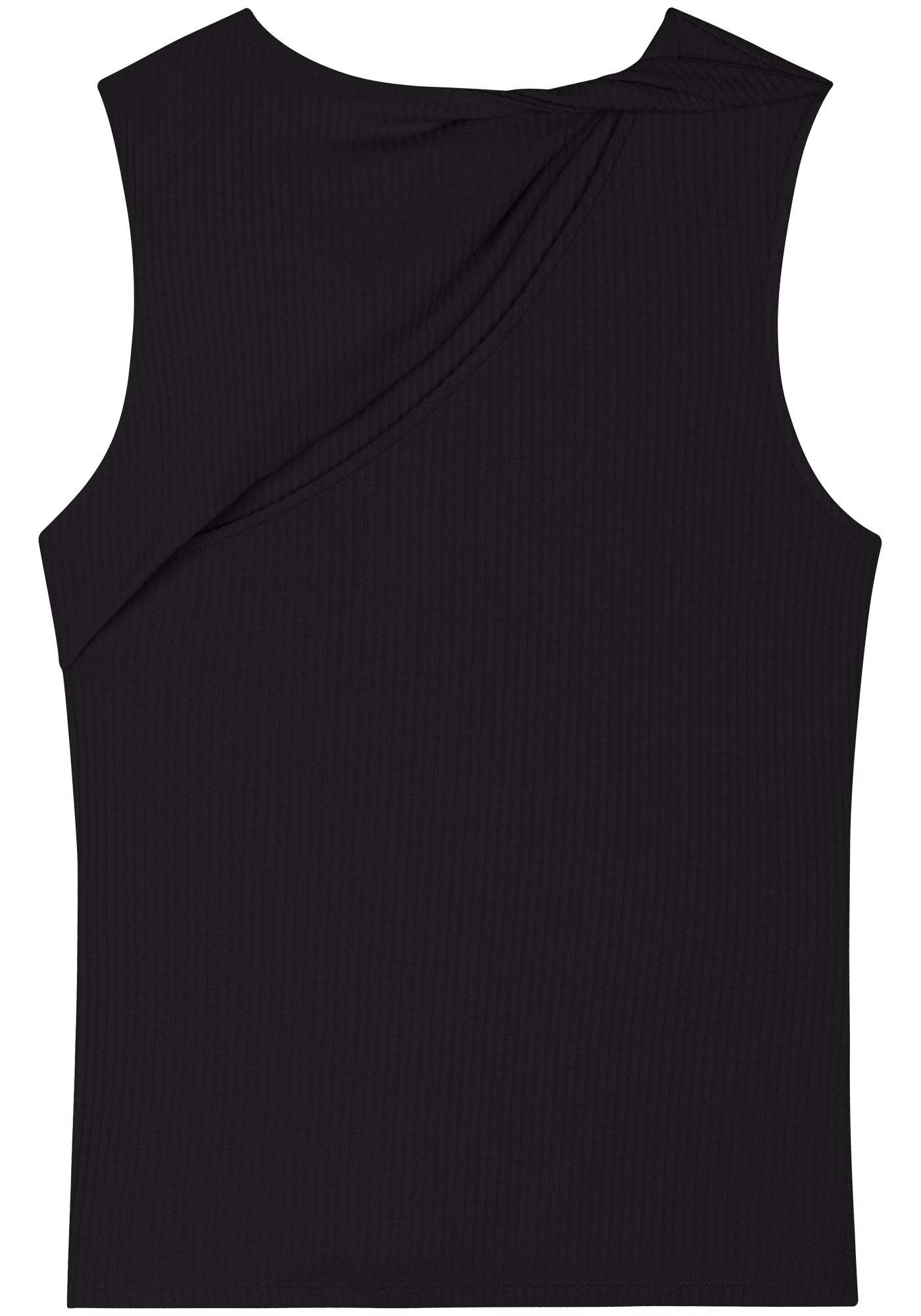 Twist-Shoulder Ribbed Fitted Top Lez a Lez