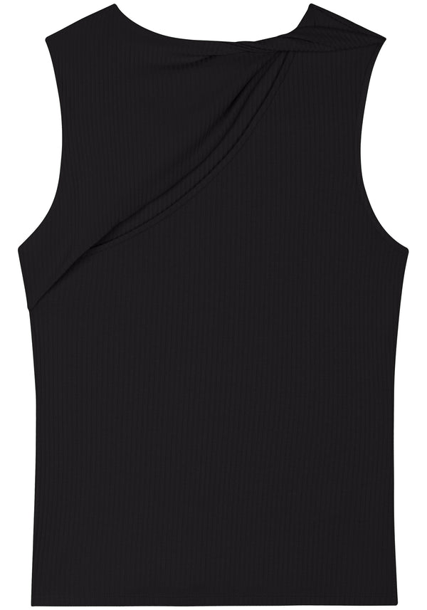 Twist-Shoulder Ribbed Fitted Top Lez a Lez