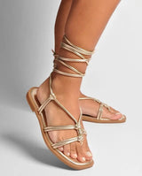 Gold Lace-Up Sandals Ruika