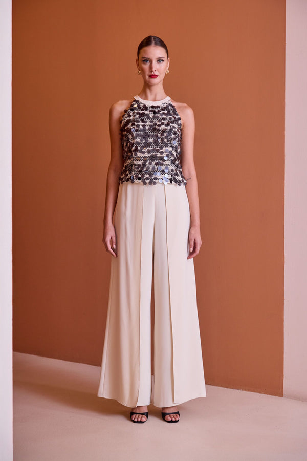 Sequin Halter Top & Split-Leg Palazzo Set Carla Ruiz