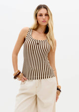 Ribbed Striped Logo Tank Top Lança Perfume
