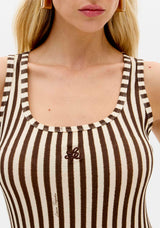 Ribbed Striped Logo Tank Top Lança Perfume