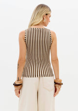 Ribbed Striped Logo Tank Top Lança Perfume