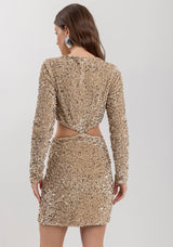 Short Velvet Knit Dress with Sequin Cutouts Lez a Lez