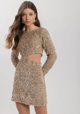 Short Velvet Knit Dress with Sequin Cutouts Lez a Lez