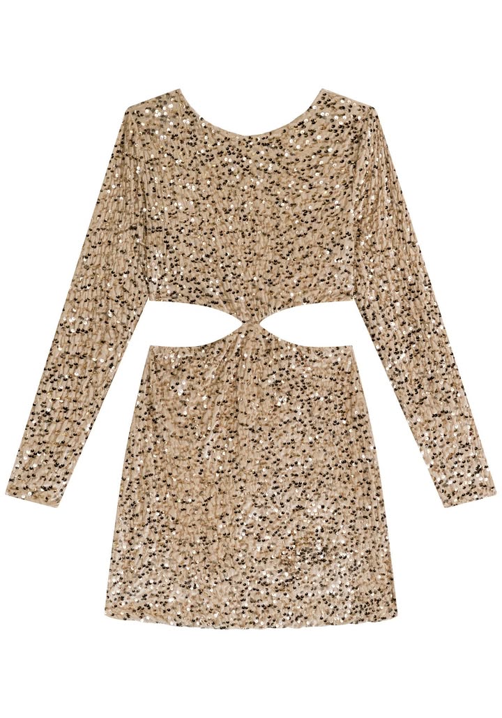 Short Velvet Knit Dress with Sequin Cutouts Lez a Lez