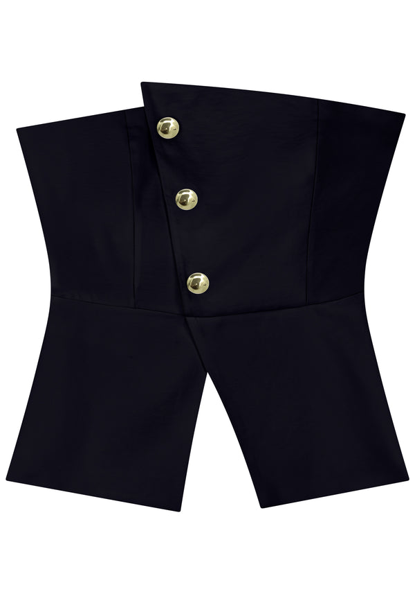 Asymmetrical Strapless waistcoat with Gold Buttons Lez a Lez