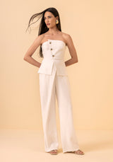 Elegant White Strapless Waistcoat Lez a Lez