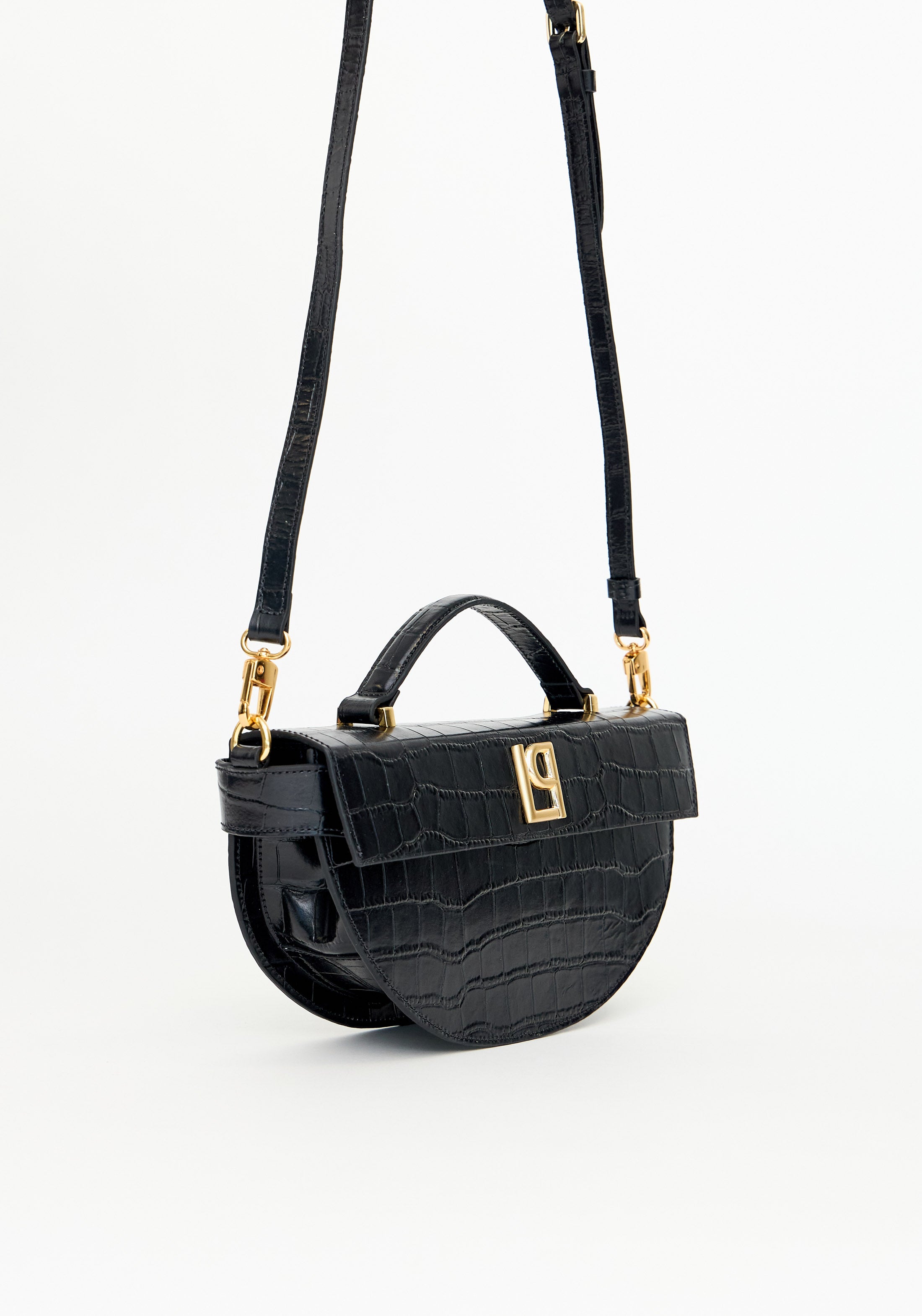 Croc-Embossed Leather Tote Bag with Logo Lança Perfume