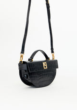 Croc-Embossed Leather Tote Bag with Logo Lança Perfume