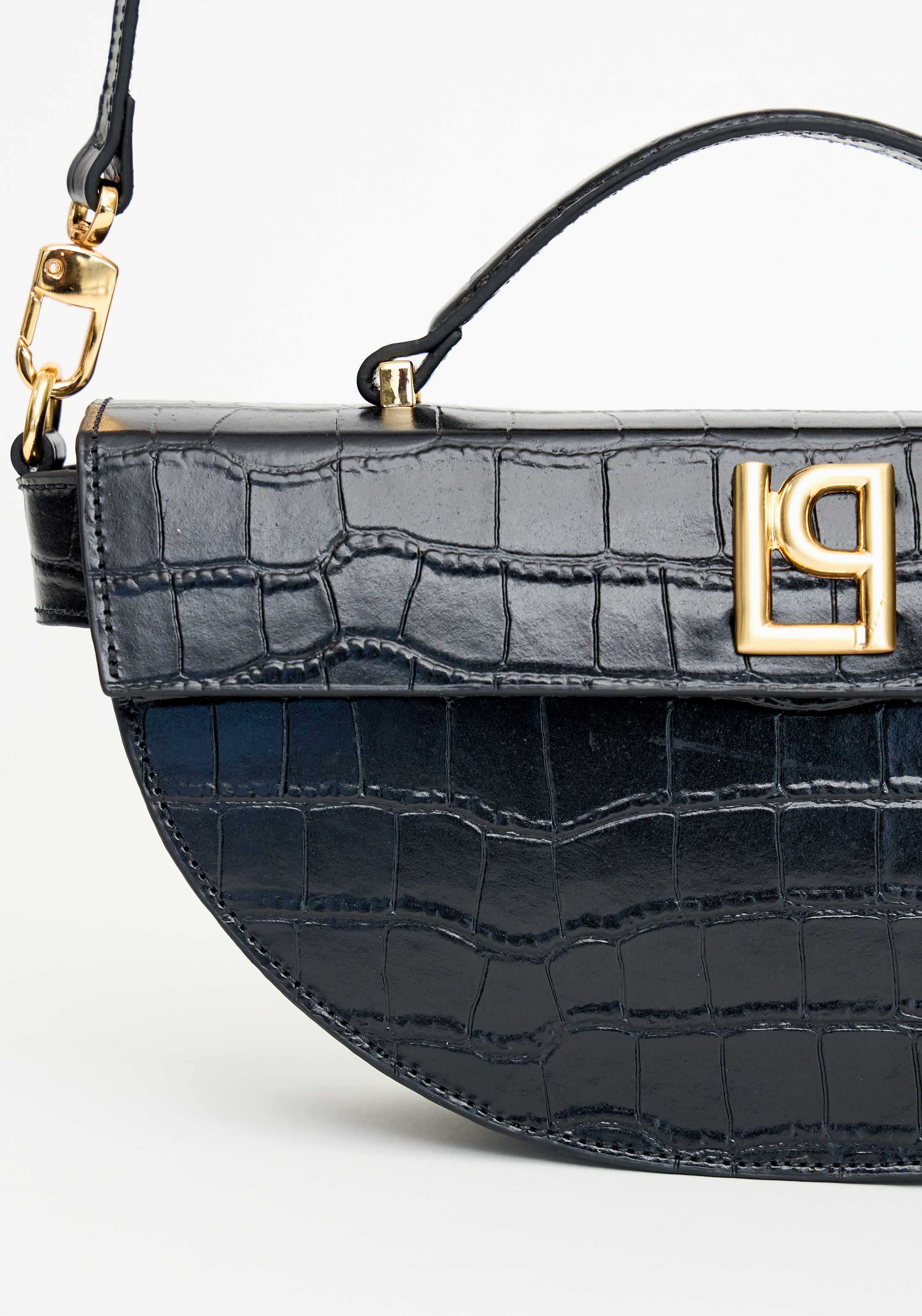 Croc-Embossed Leather Tote Bag with Logo Lança Perfume