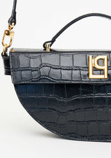 Croc-Embossed Leather Tote Bag with Logo Lança Perfume