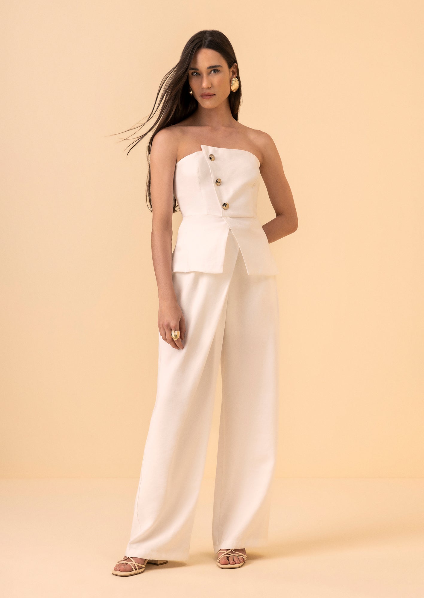 High-Waisted Overlap Straight-Leg Trousers Lez a Lez