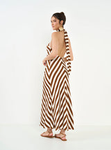 Halter-Neck Striped Maxi Dress Colcci