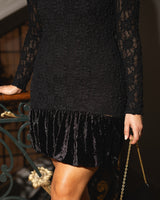 Lace and Pleated Velvet Mini Dress Sahoco
