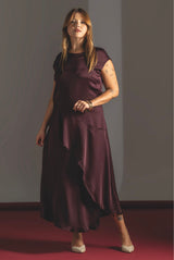 Satin Dress with Ruffle Details Quattro venti