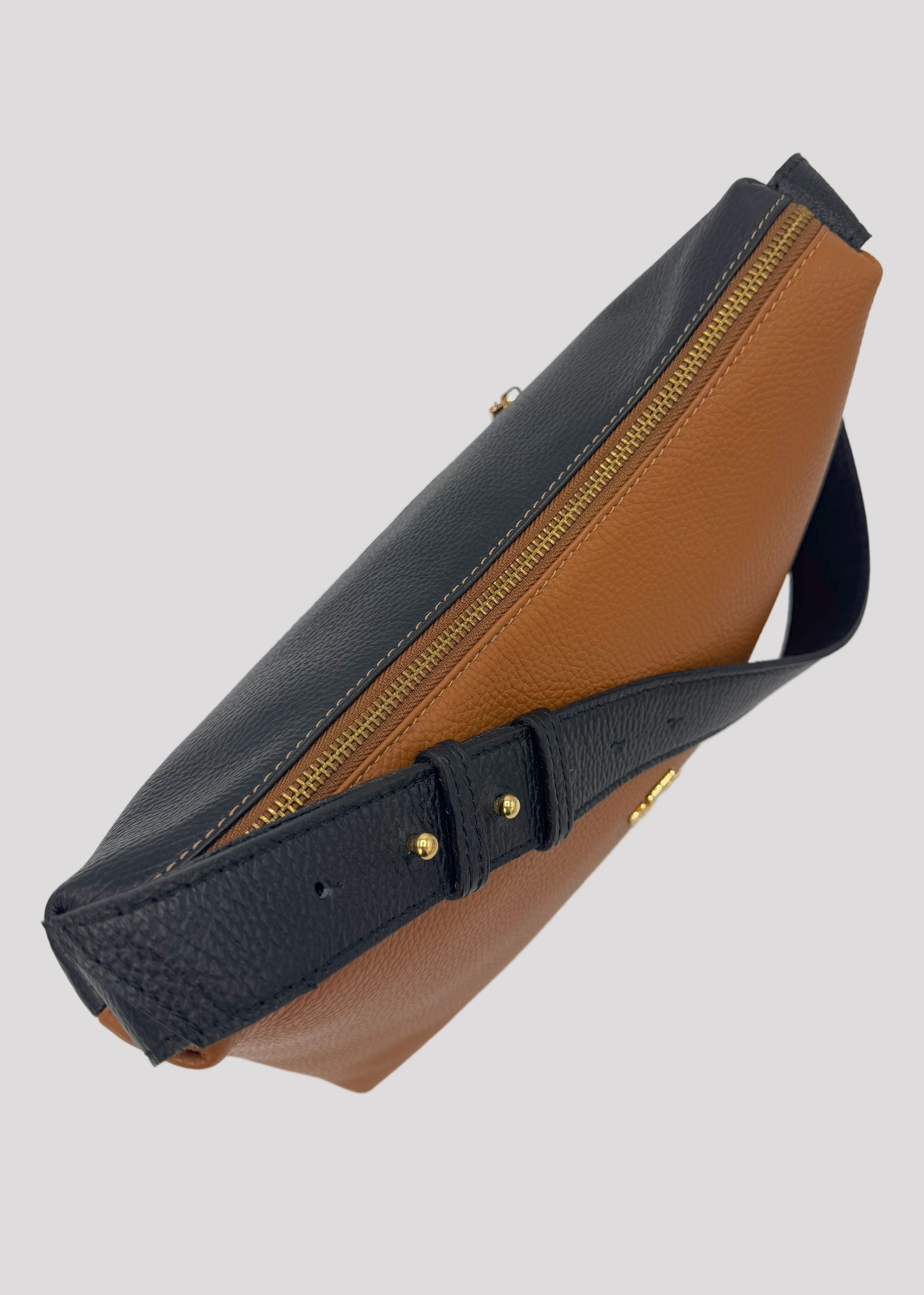 Camel and black shoulder bag Rufel