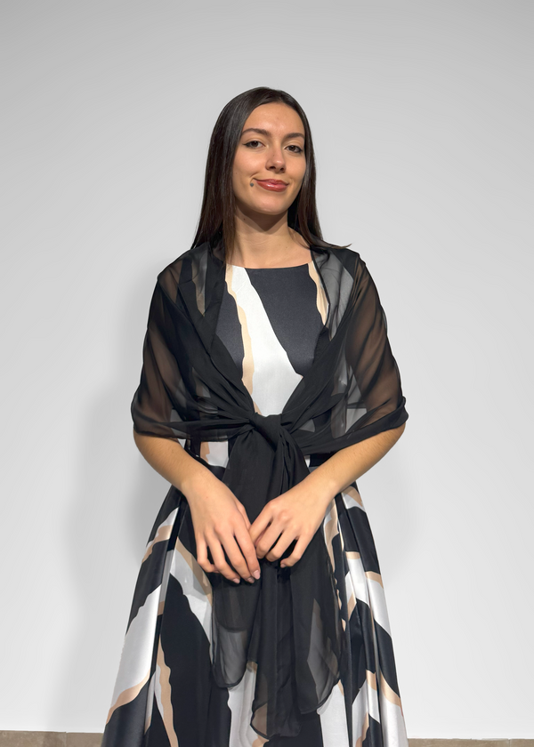 Tricolor Fluid Midi Dress with Back Detail Carla Ruiz