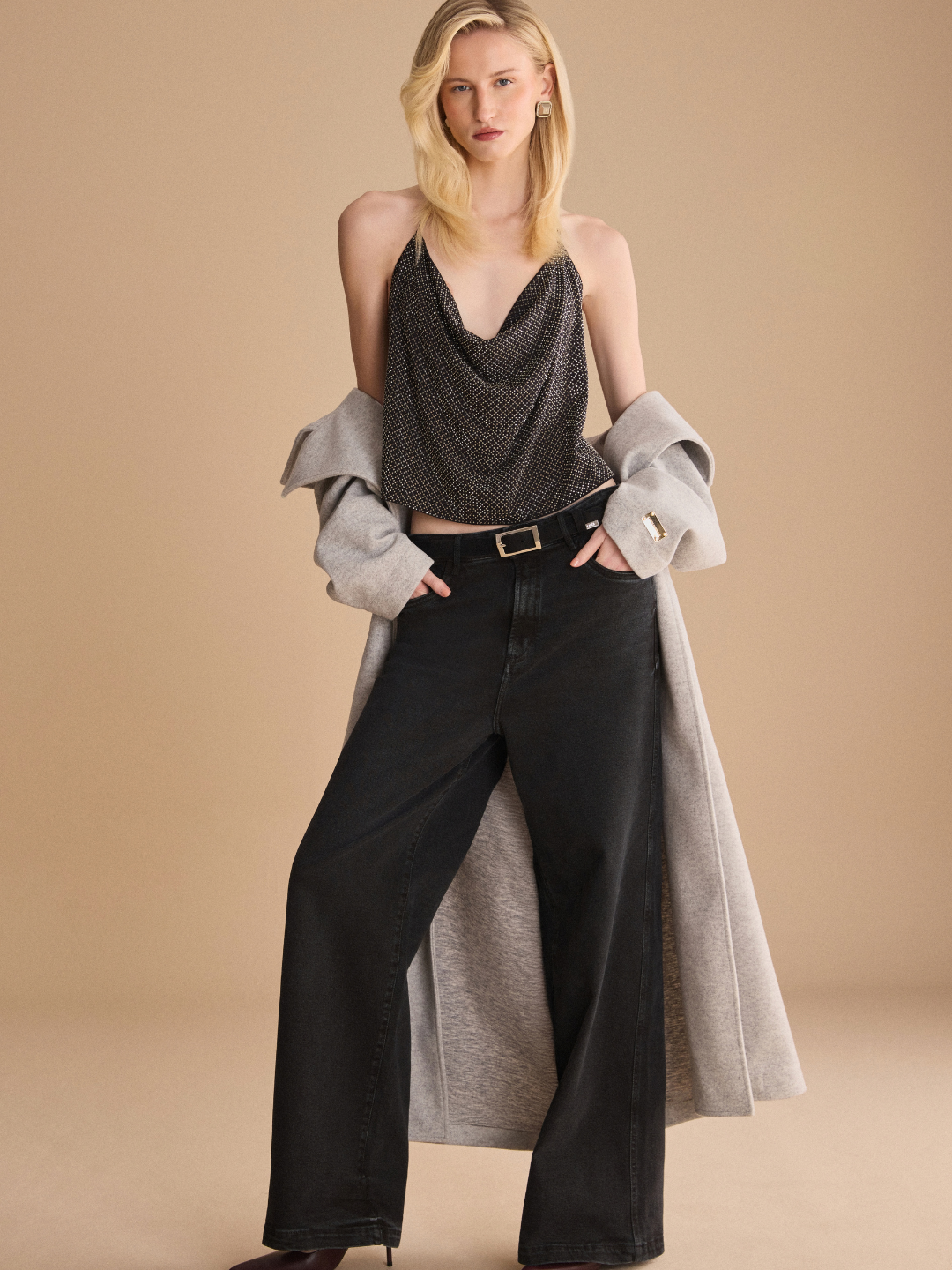 Sparkly Cowl Neck Camisole Top Lança Perfume