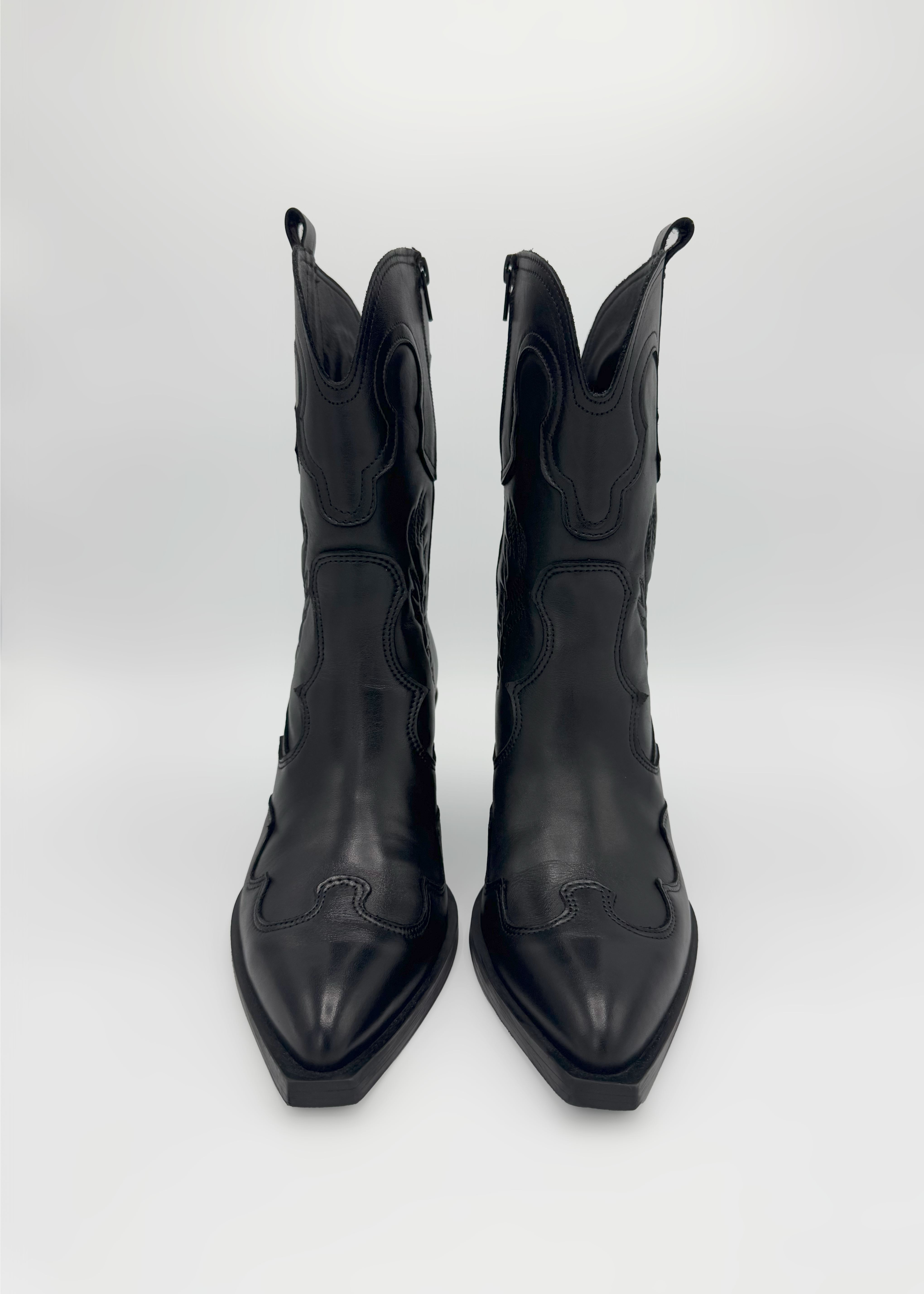 Mid Height Western Leather Boots