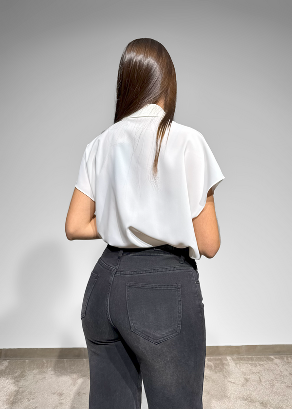 Short-Sleeve White Blouse Ferrache