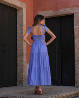 Vestido Maxi com Folhos e Alças Largas de Atar Sahoco