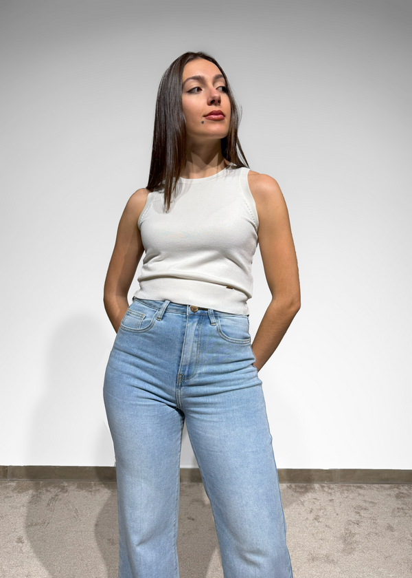 Ribbed-Trim Essential Knit Top Ferrache