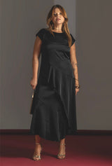 Satin Dress with Ruffle Details Quattro venti
