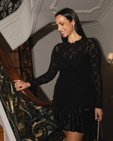 Lace and Pleated Velvet Mini Dress Sahoco