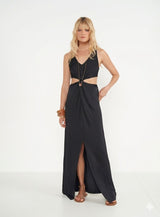 Slim Maxi Dress with Front Twist and Slit Colcci