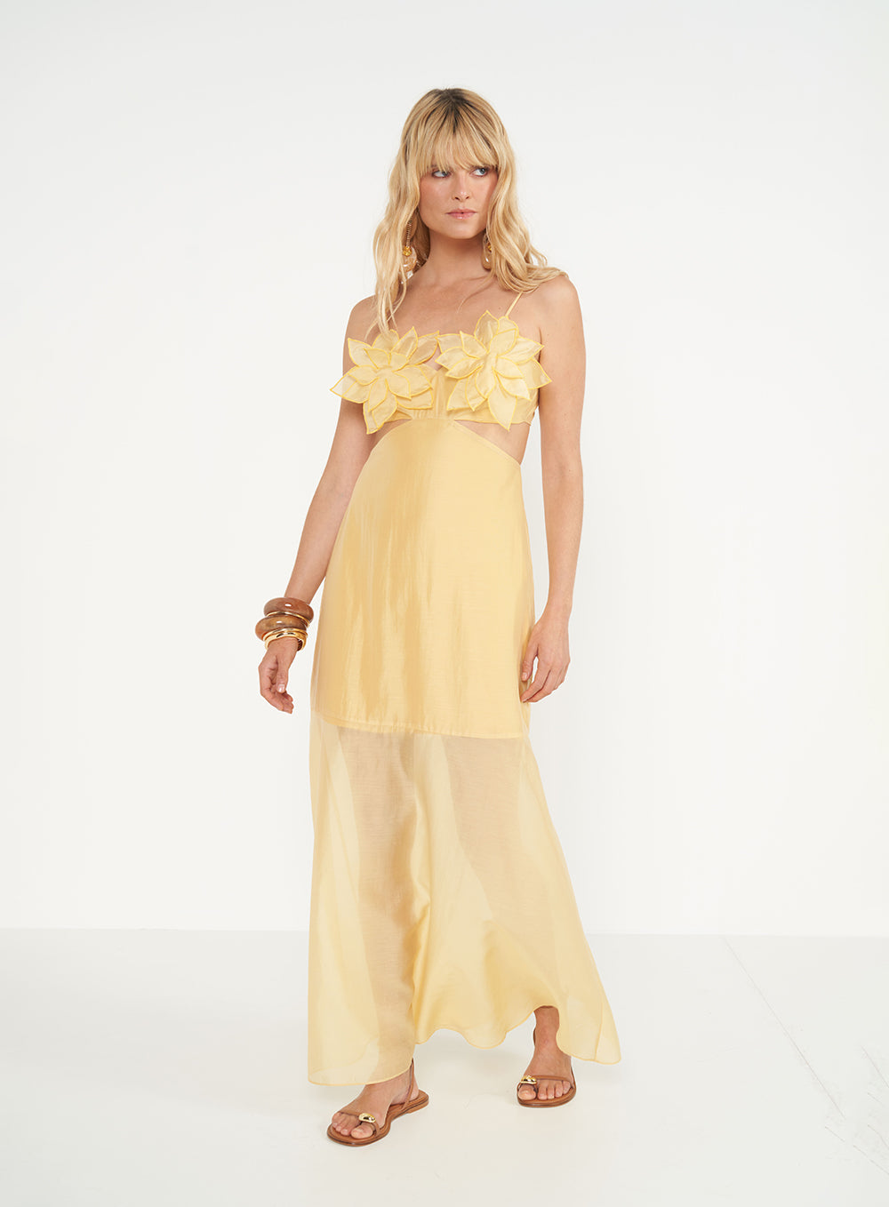 Long Floral Appliqué Dress Colcci