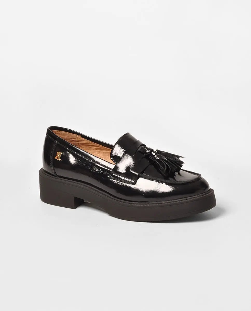 Black Patent Block Heel Pumps Ruika