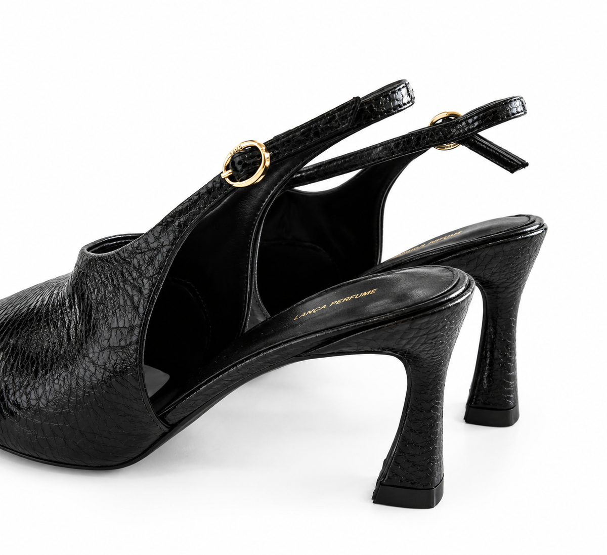 Leather Slingback Pumps with Comma Heel Lança Perfume