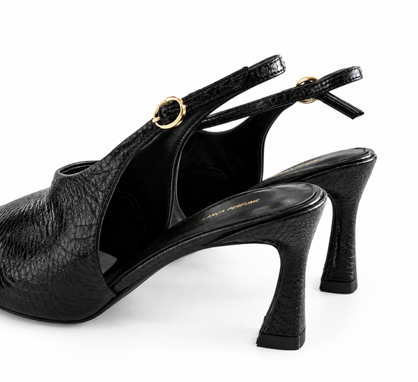 Leather Slingback Pumps with Comma Heel Lança Perfume