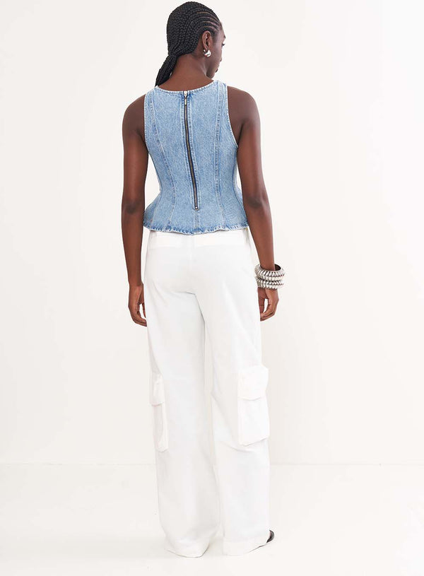 Denim Tailoring Corset Blouse Colcci
