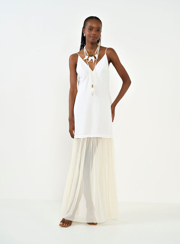 Tulle & Linen Maxi Dress Colcci