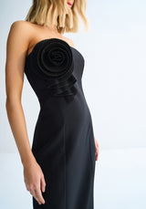 Vestido Alfaiataria Sem Alças com Flor Lez a Lez