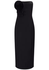 Vestido Alfaiataria Sem Alças com Flor Lez a Lez