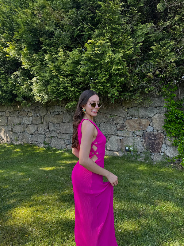 Interlaced Side-Detail Pleated Maxi Gown Carla Ruiz